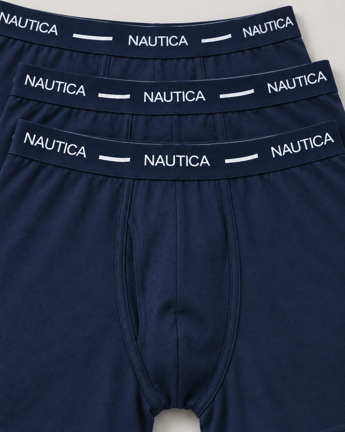 Navy Nautica boxers waistband and stitching close-up