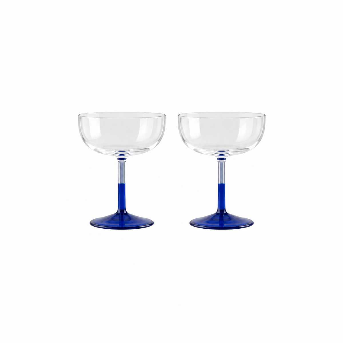 Blue Stem Borosilicate Coupe Glasses – Set of 2