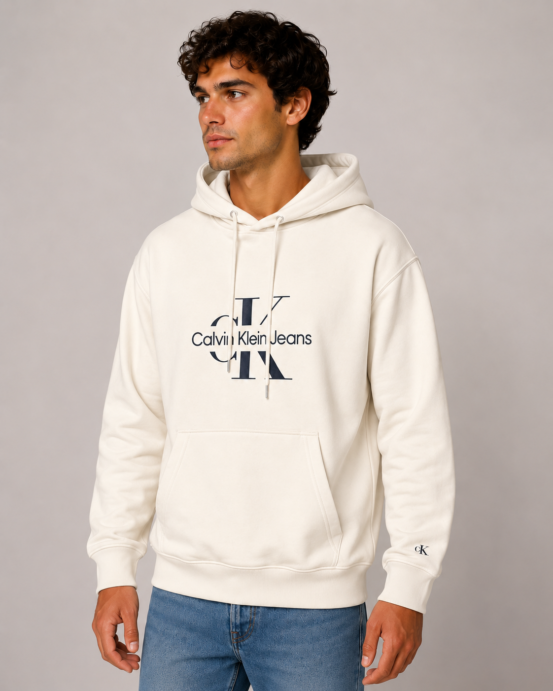 Calvin Klein Monogram Hoodie – Cream – second product view
