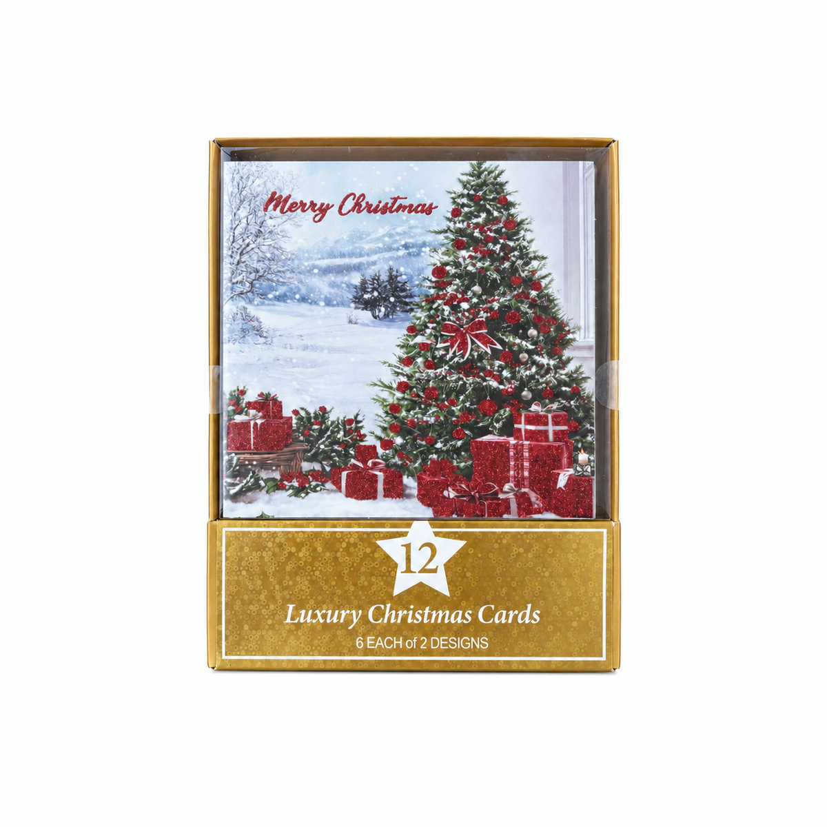 Tulip luxury Christmas cards pack of 12 on a white background