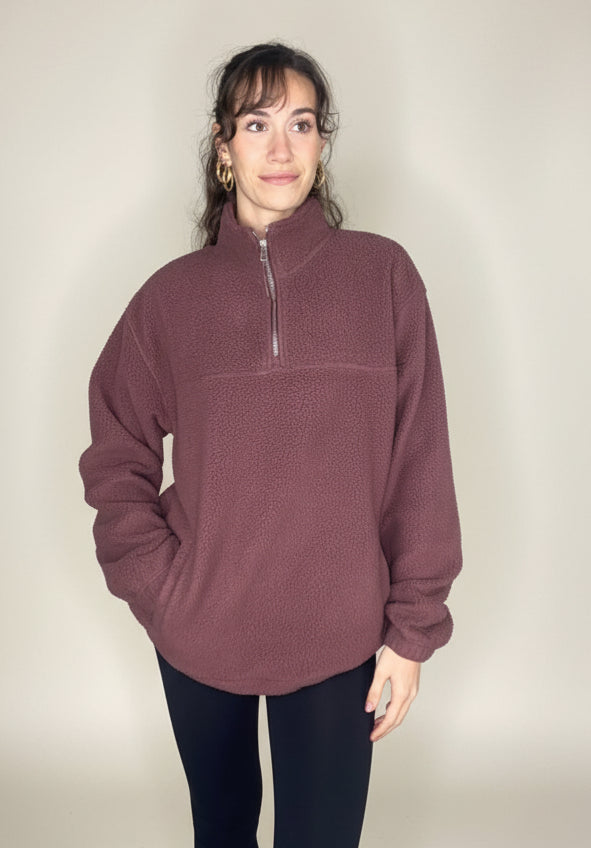 Oversized Borg Quart Zip Fleece, 3 colours