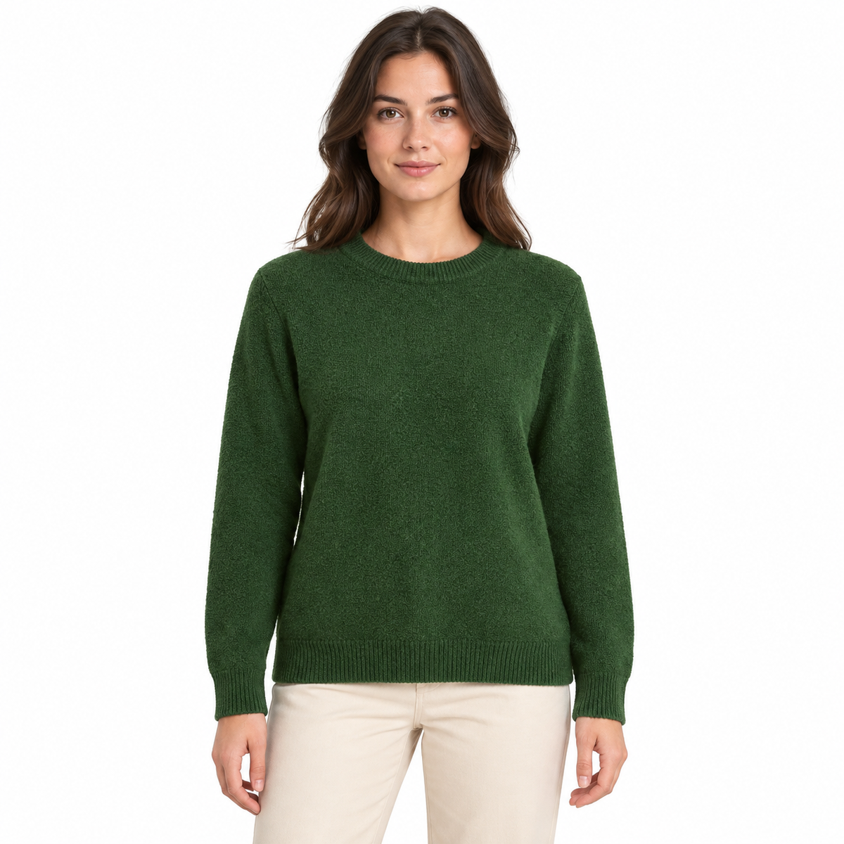 Round Neck Jumper - Green on a model