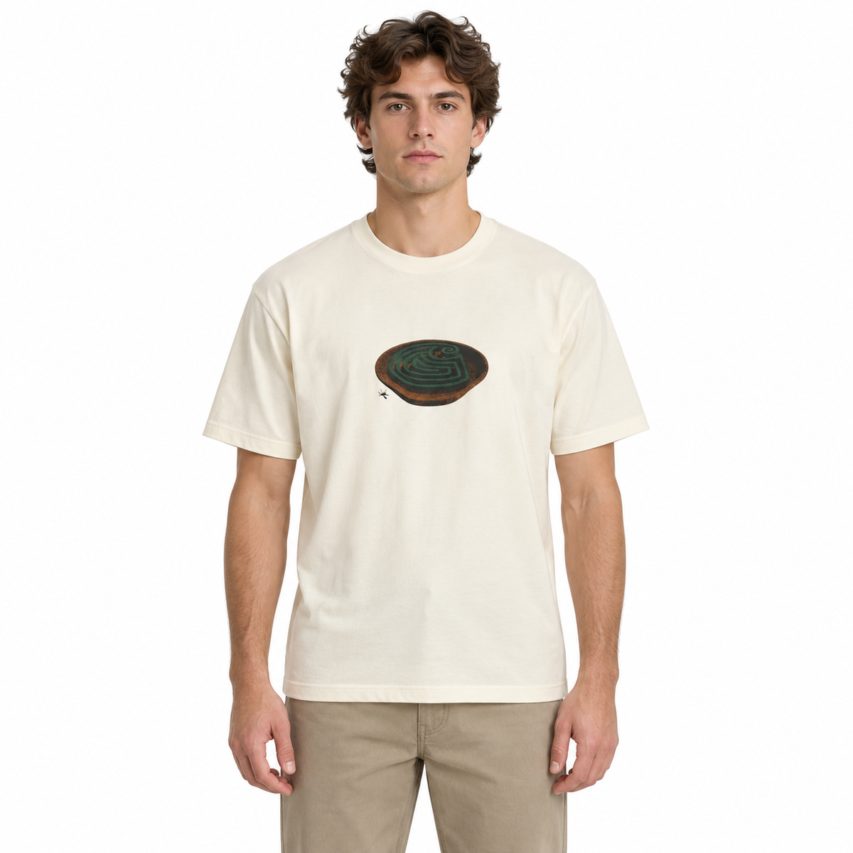 Carhartt Spiral Tee - Cream on a model