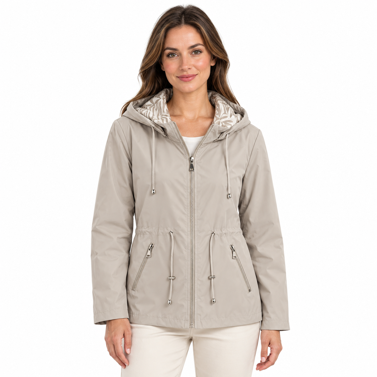 Reversible Abstract Jacket - Beige on a model - plain side