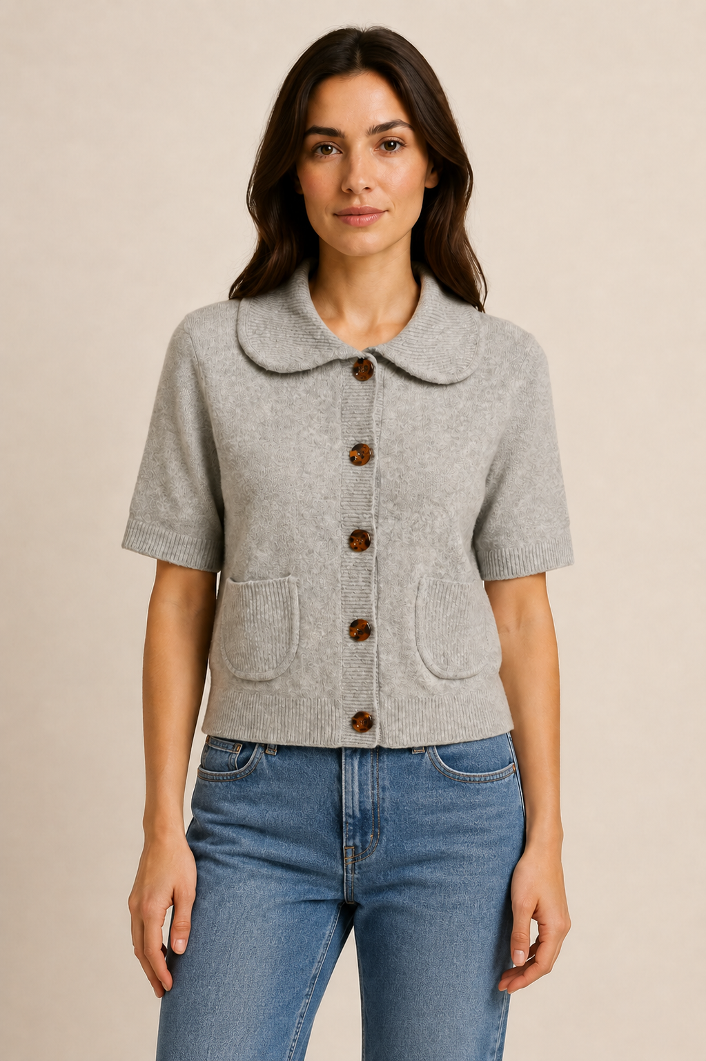 Soft Knit Peter Pan Collar Cardigan