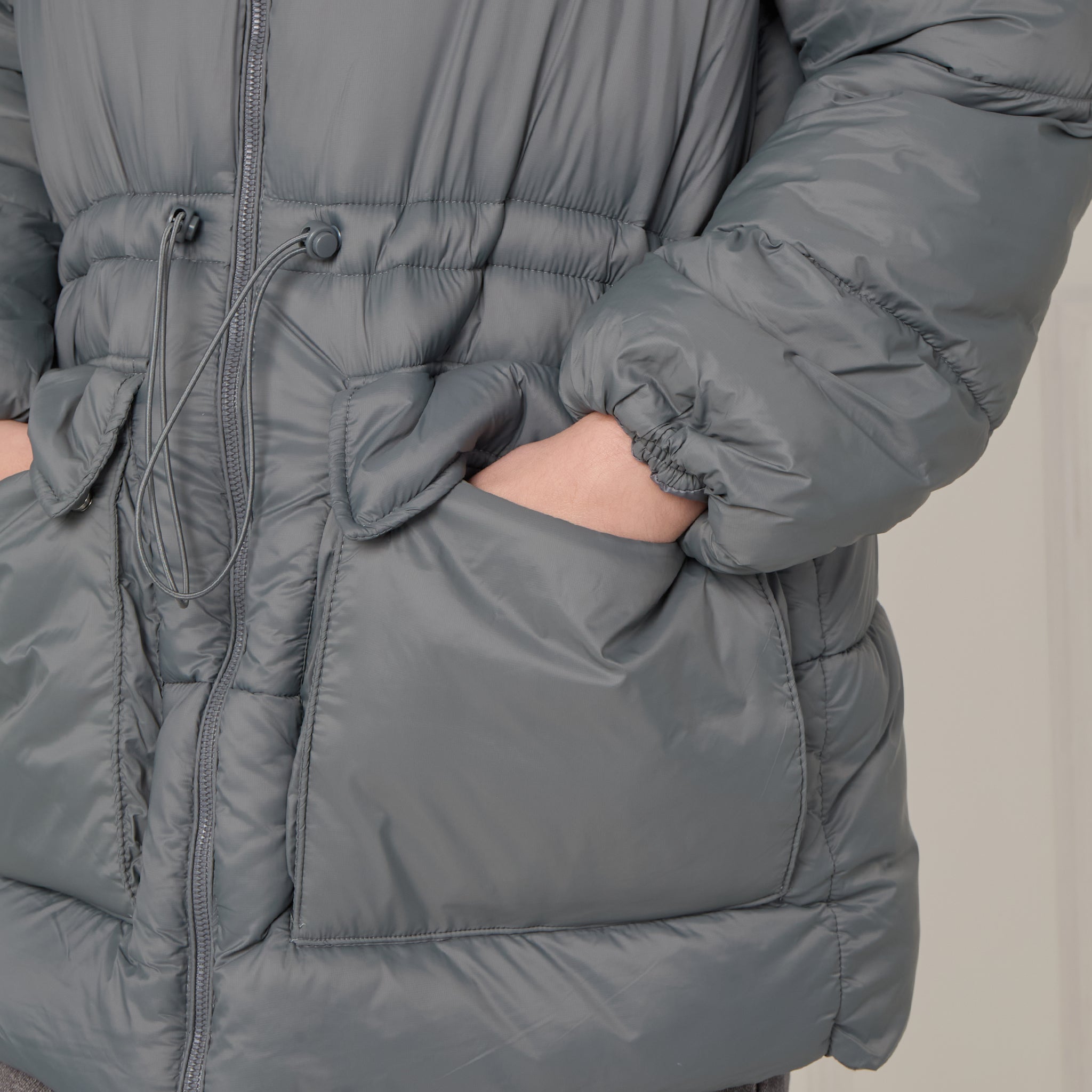 Oversized Padded Drawstring Coat, 2 Colours