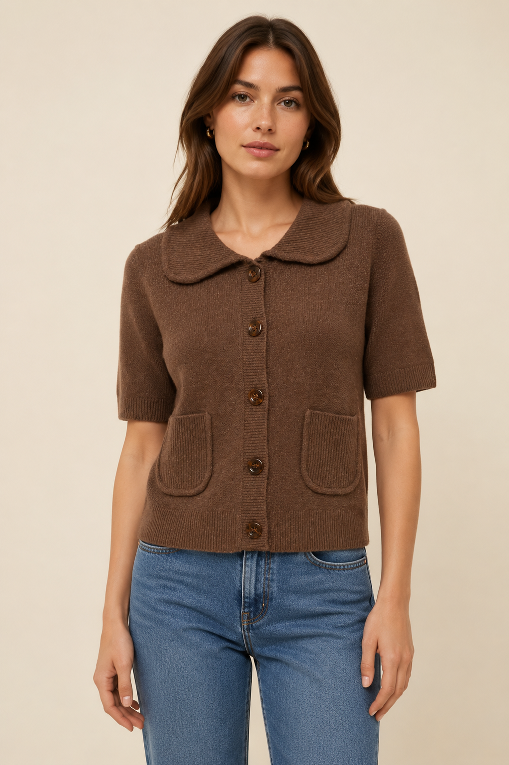Soft Knit Peter Pan Collar Cardigan