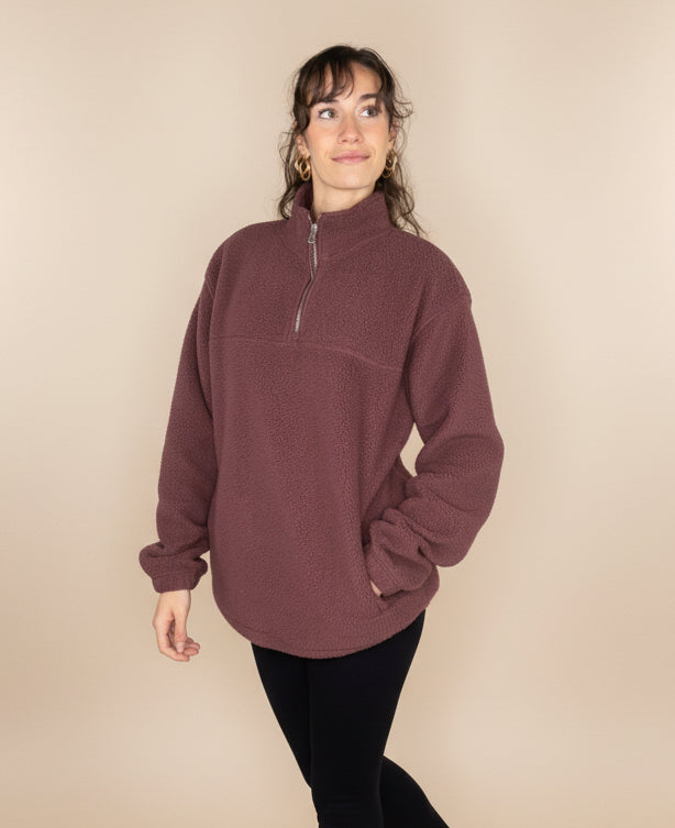 Oversized Borg Quart Zip Fleece, 3 colours