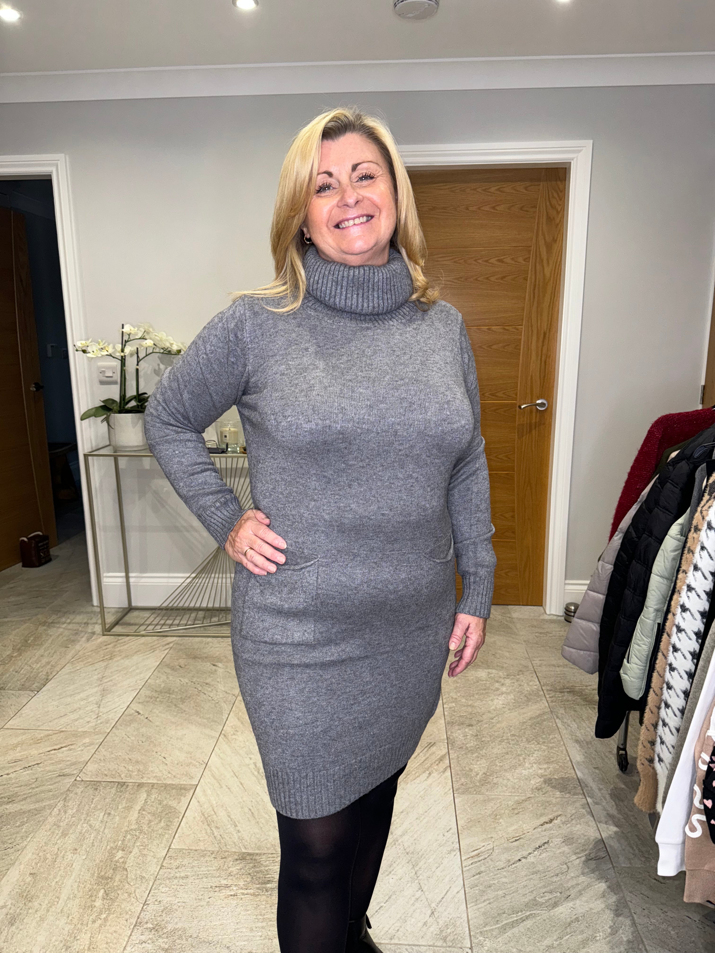 Roll Neck Jumper Dress, 3 Colours