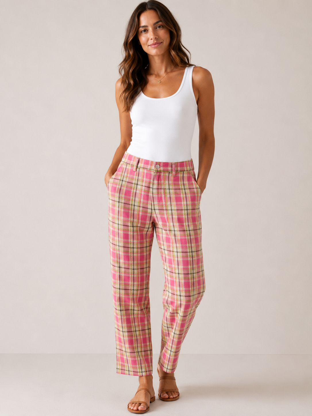 Pink Checked Jeans