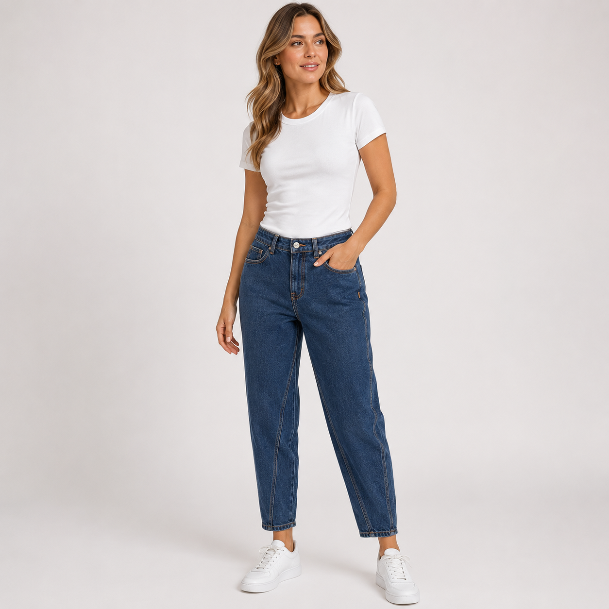 PLT Dark Blue Mom Jean
