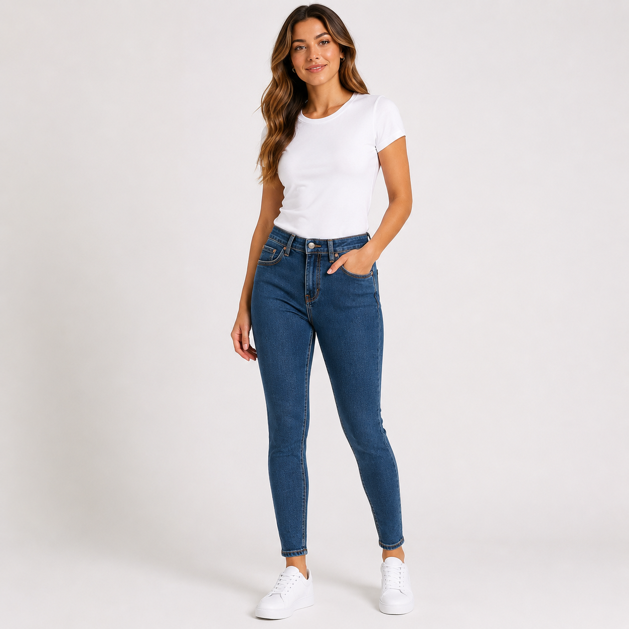 PLT Mid Wash 5 Pocket Skinny Jean