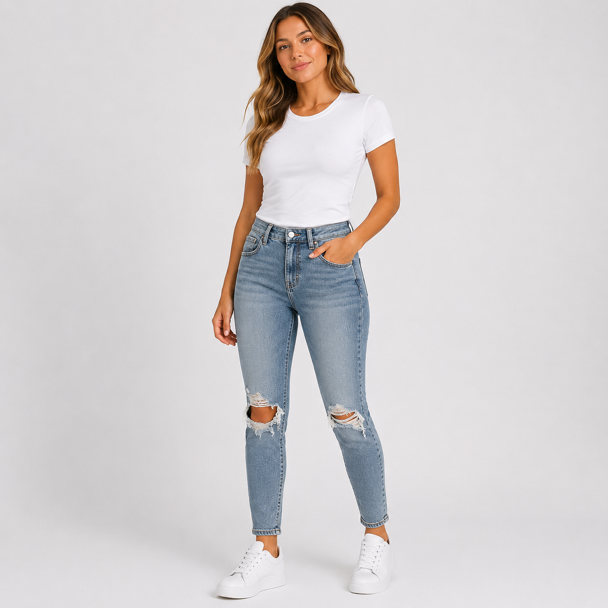 Nasty Gal Debbie Distressed Mom Jean