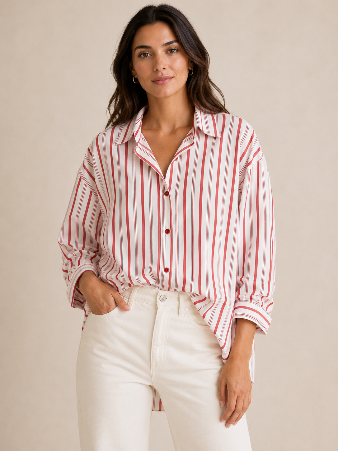 Pink Striped Oversized Shirt