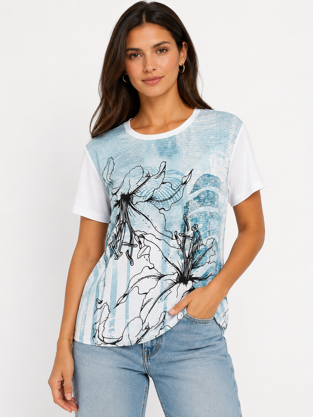Abstract Floral Print Top