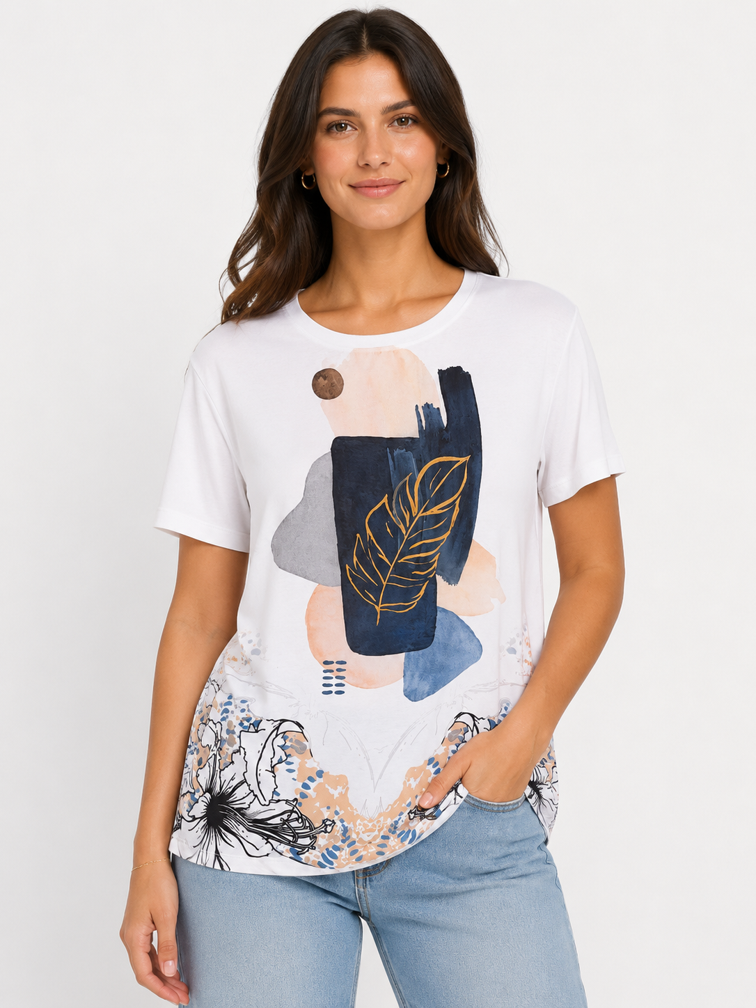 Abstract Leaf Print Top
