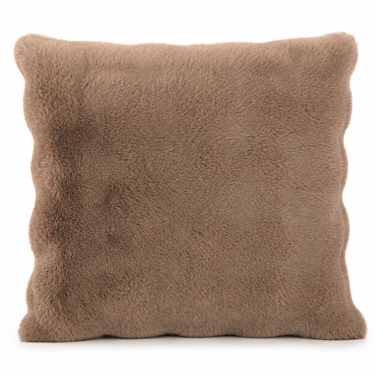 Luxury Taupe Faux Fur Cushion – Soft Plush Square Scatter Cushion