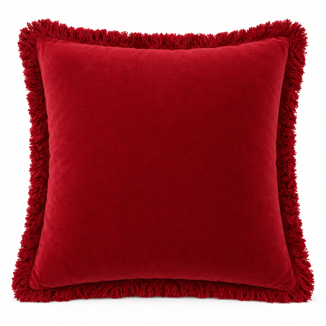Pure Cotton Velvet Cushions - Cranberry
