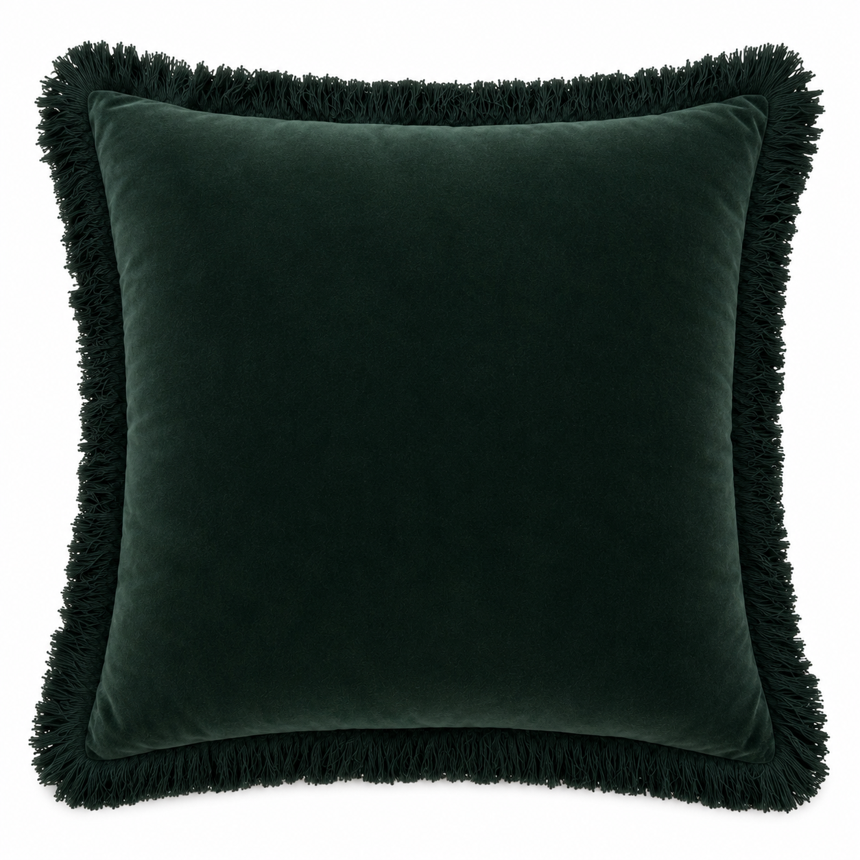 Pure Cotton Velvet Cushion - Dark Green
