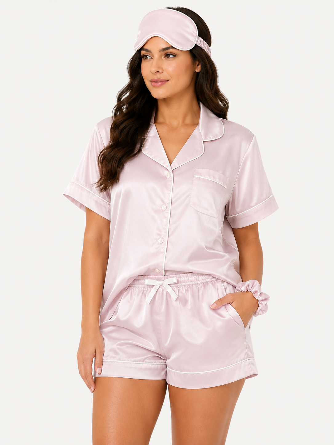 Satin & Sage 4 Piece Satin Sorts Pyjama Set