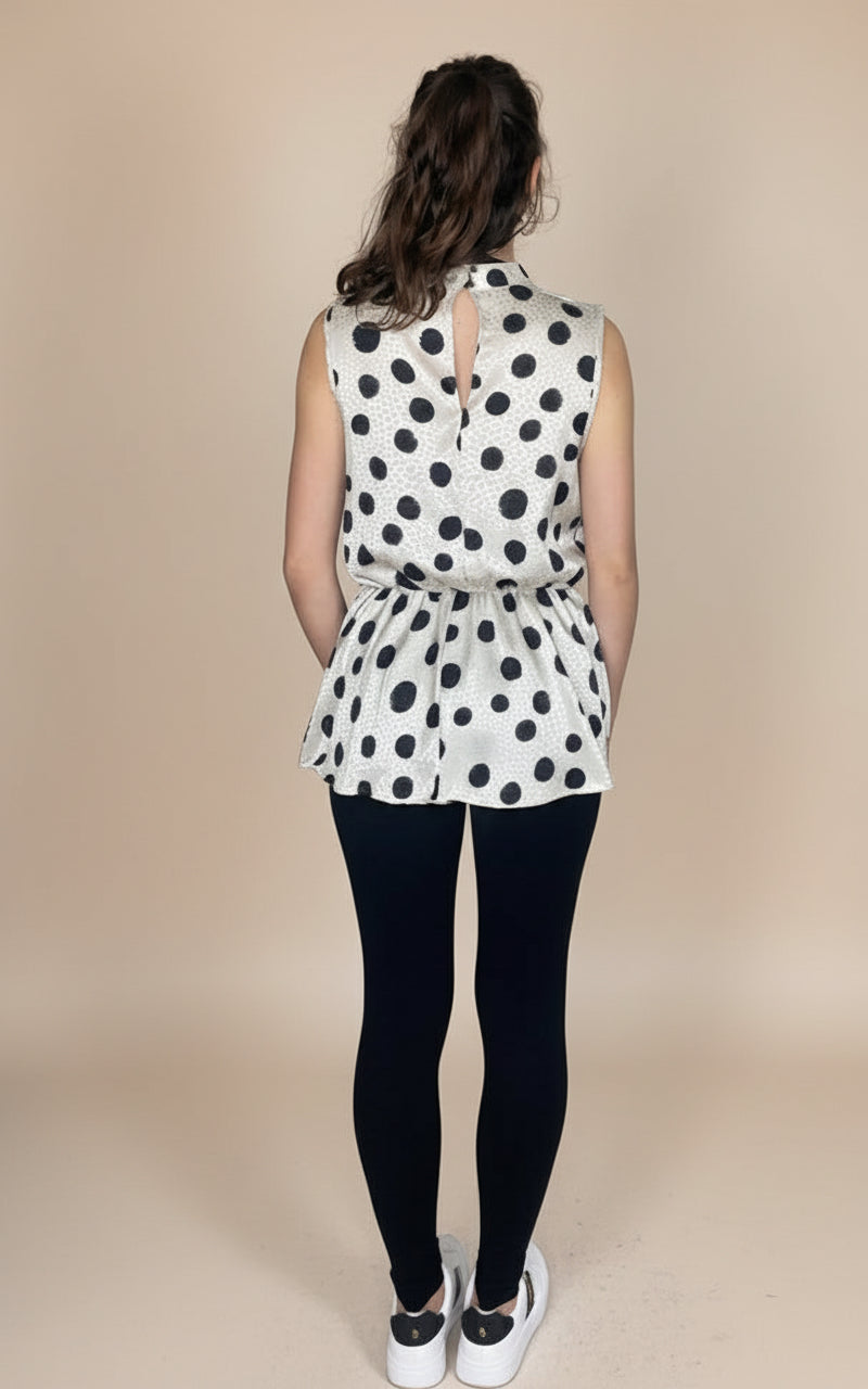 Spotted Peplum Blouse