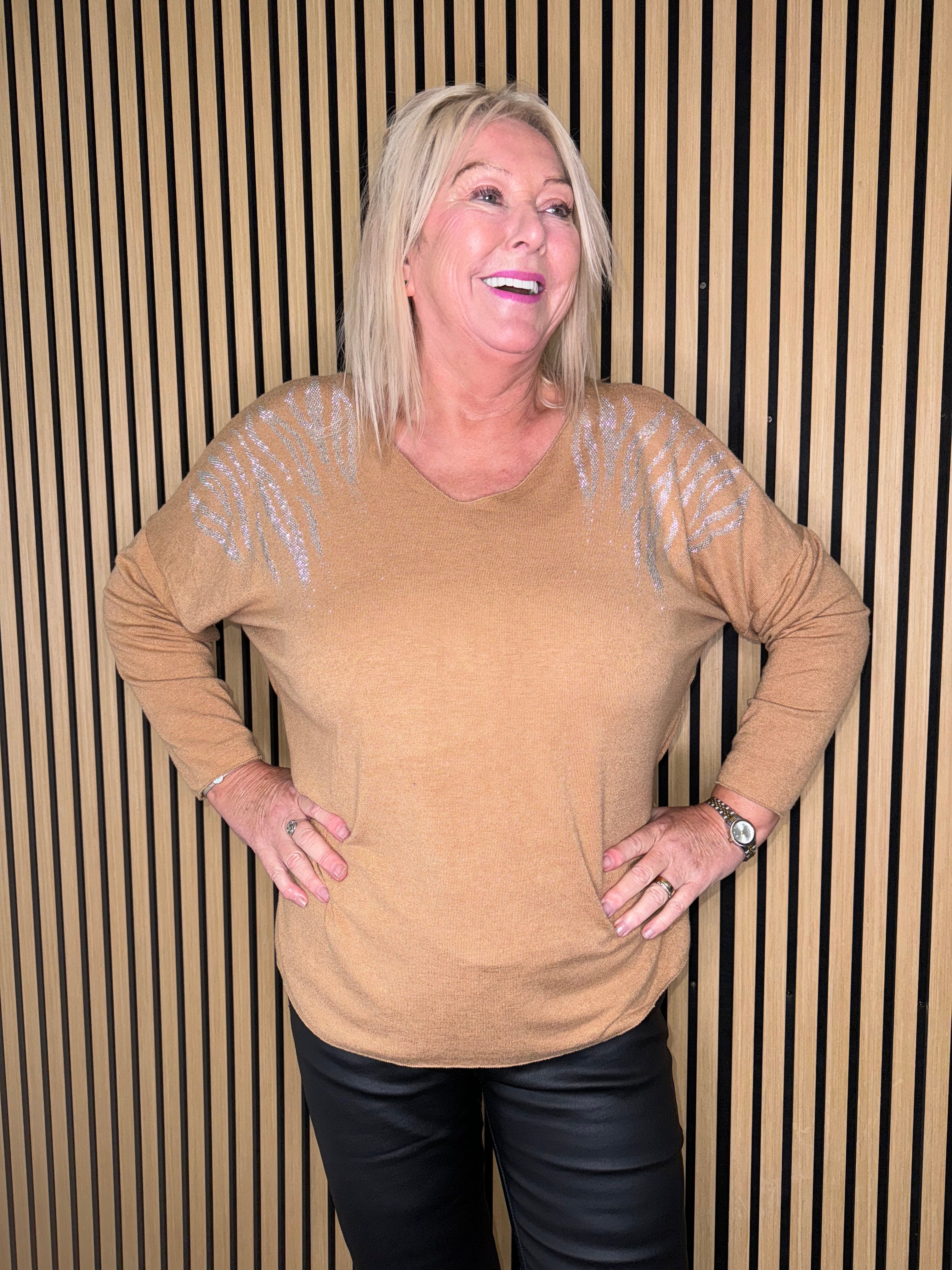 Sparkle Shoulder Lightweight Knit Jumper, 4 Colours