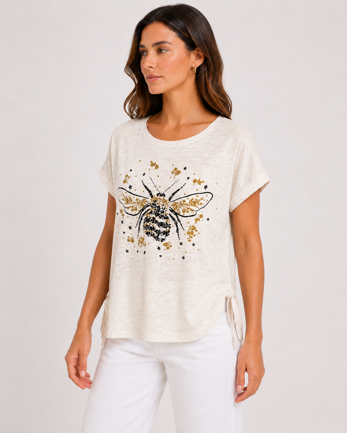 Bee Print Top – Ivory — alternate detail or pose