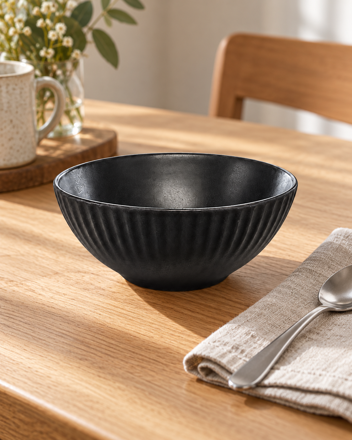 Black Ribbed Bowl – second product view