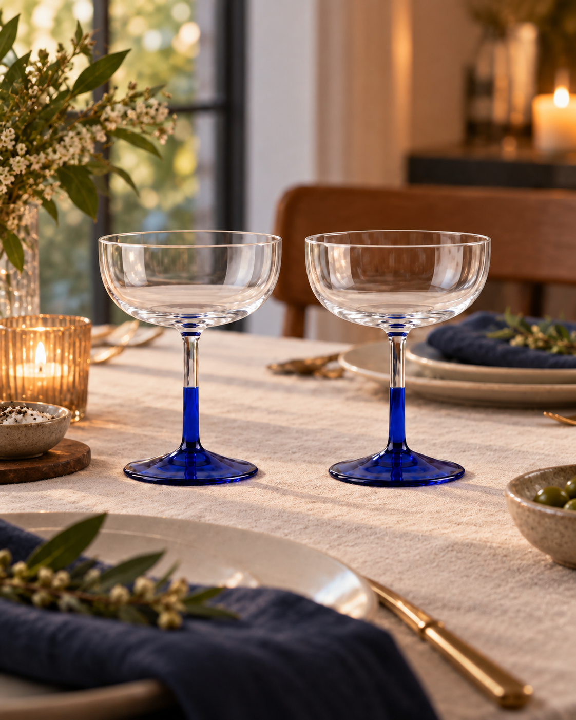 Blue Stem Borosilicate Coupe Glasses – Set of 2 – second product view