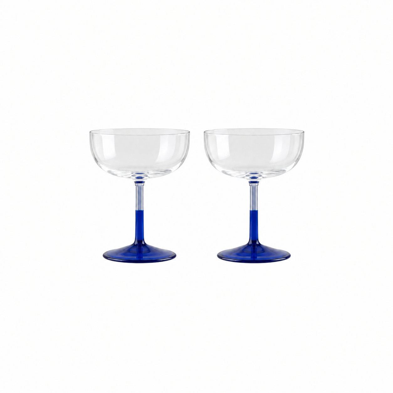 Blue Stem Borosilicate Coupe Glasses – Set of 2