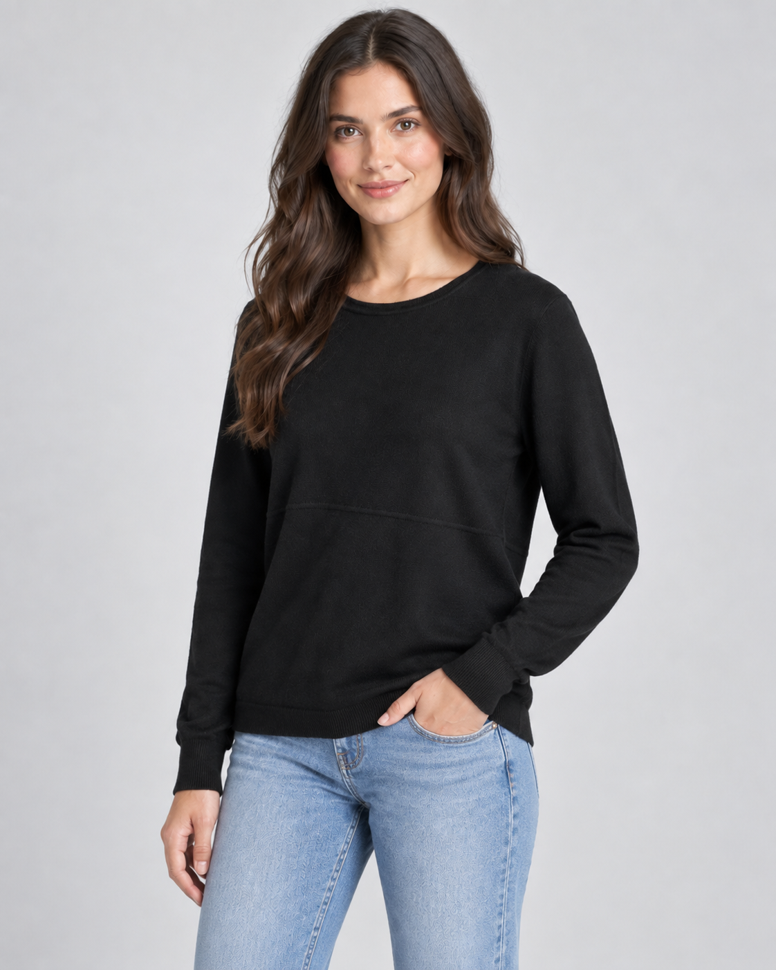 Cashmere Blend Jumper – Black – second product view