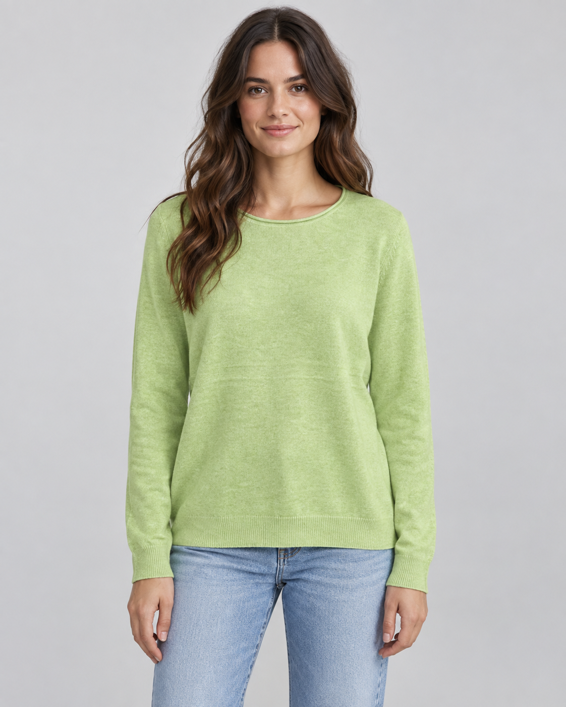 Cashmere blend jumper in Lime on a female studio model