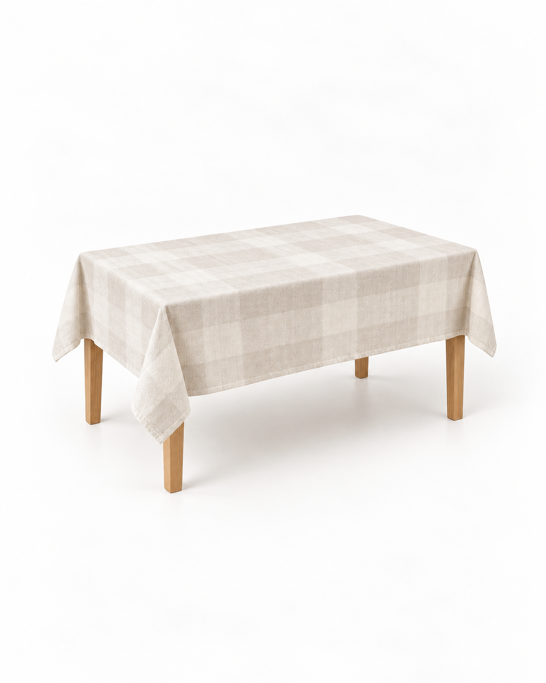 Checked Tablecloth - Natural - 6 Seater