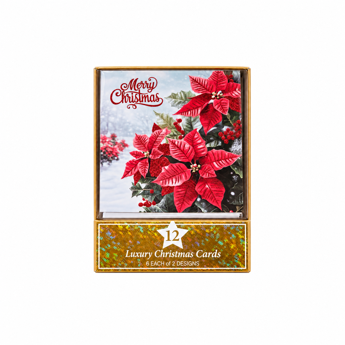 Poinsettia & Bauble Cards 12 Pack