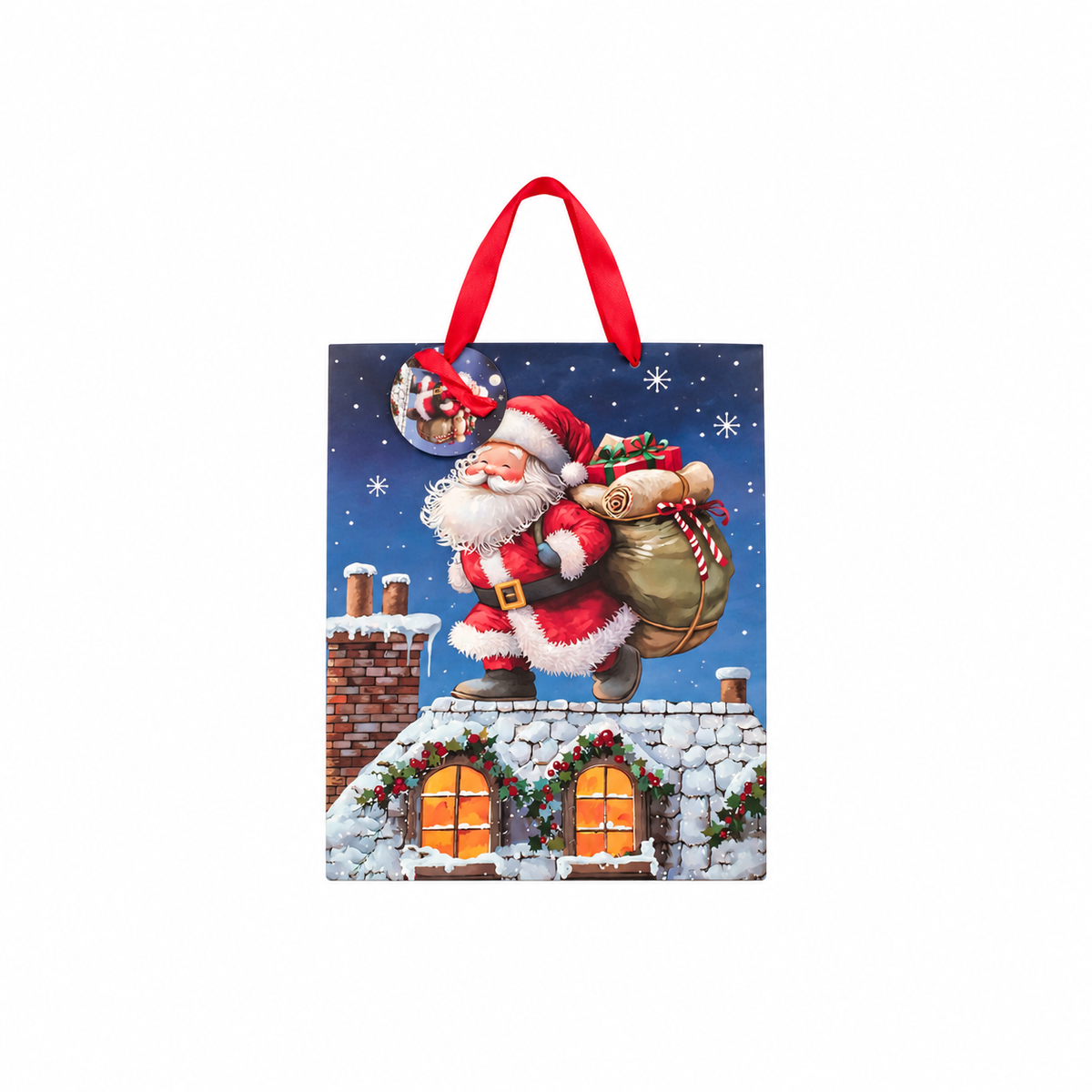 Rooftop Santa Gift Bag L