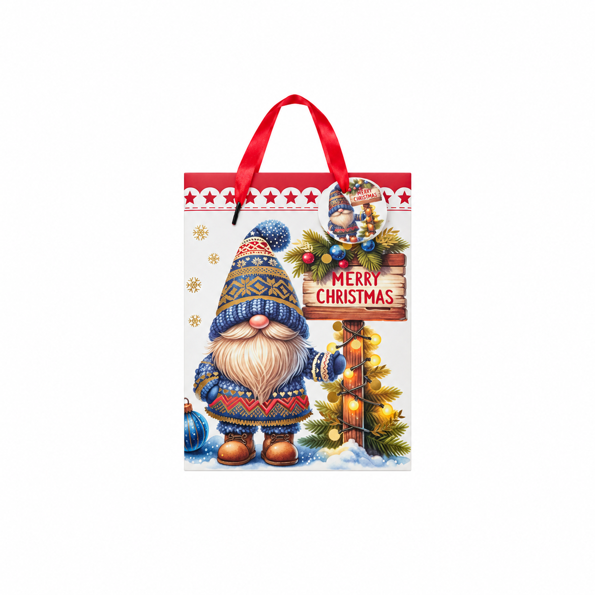 Christmas Gnome Gift Bag L