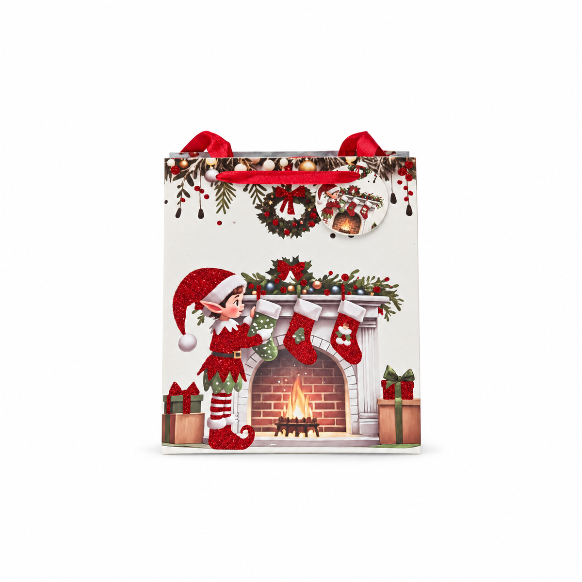Elf Fireplace Gift Bag M