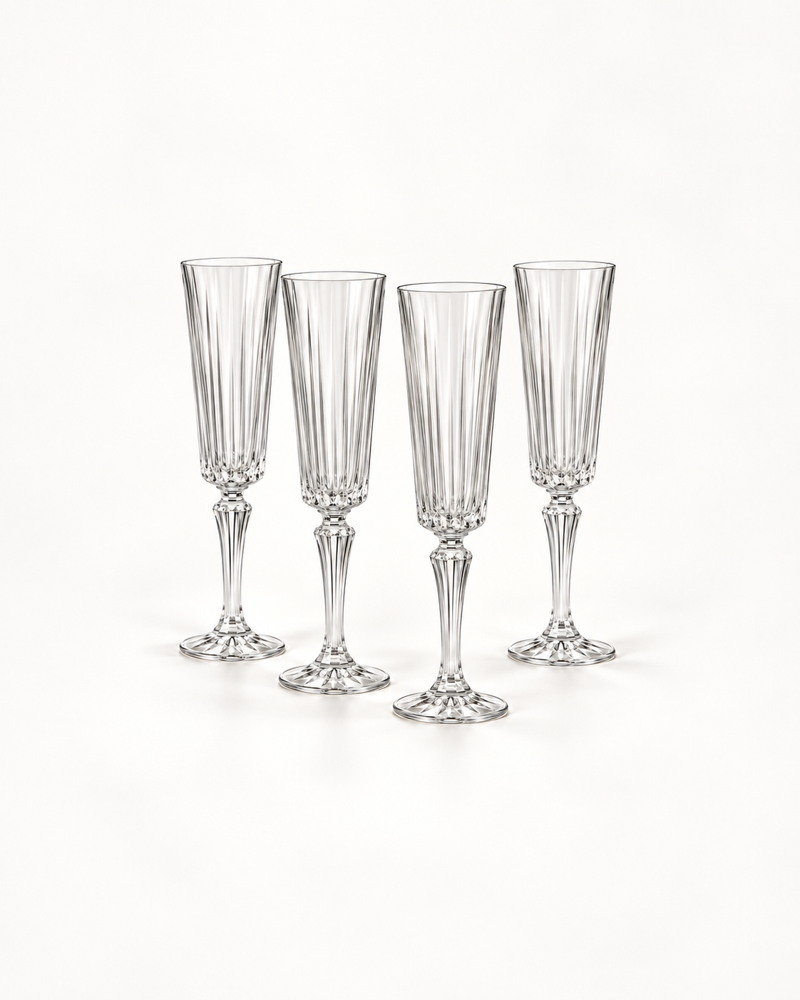 Fluted Crystal Champagne Glasses - Clear