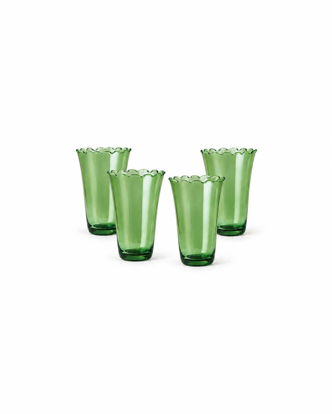 Four green petal highball glasses