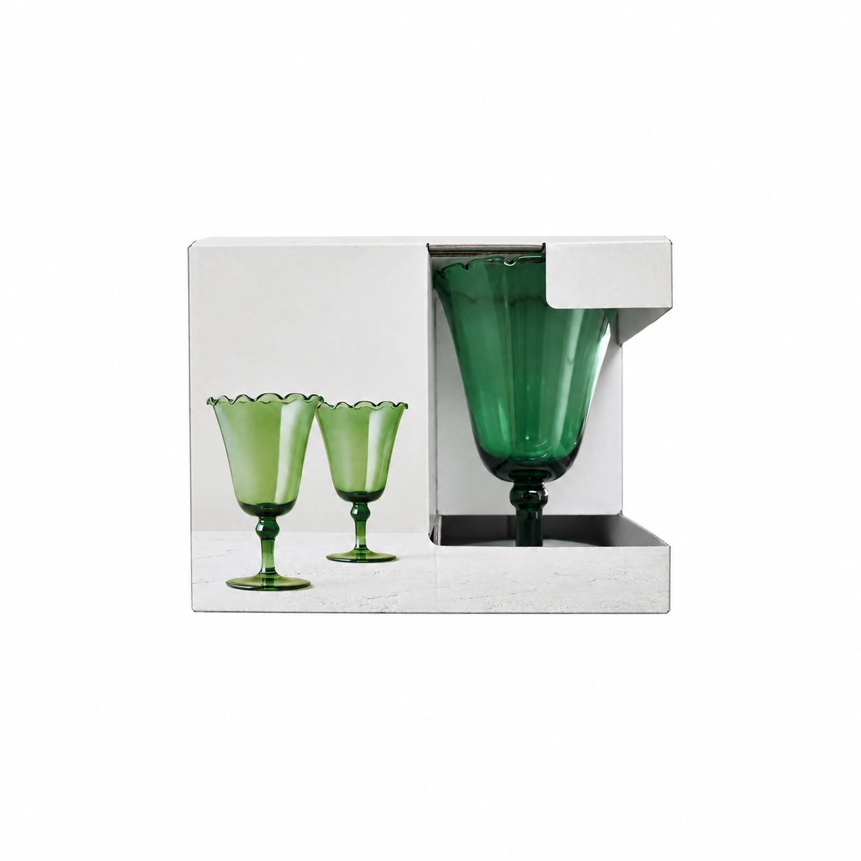 Green Petal Wine Glasses – Set of 4