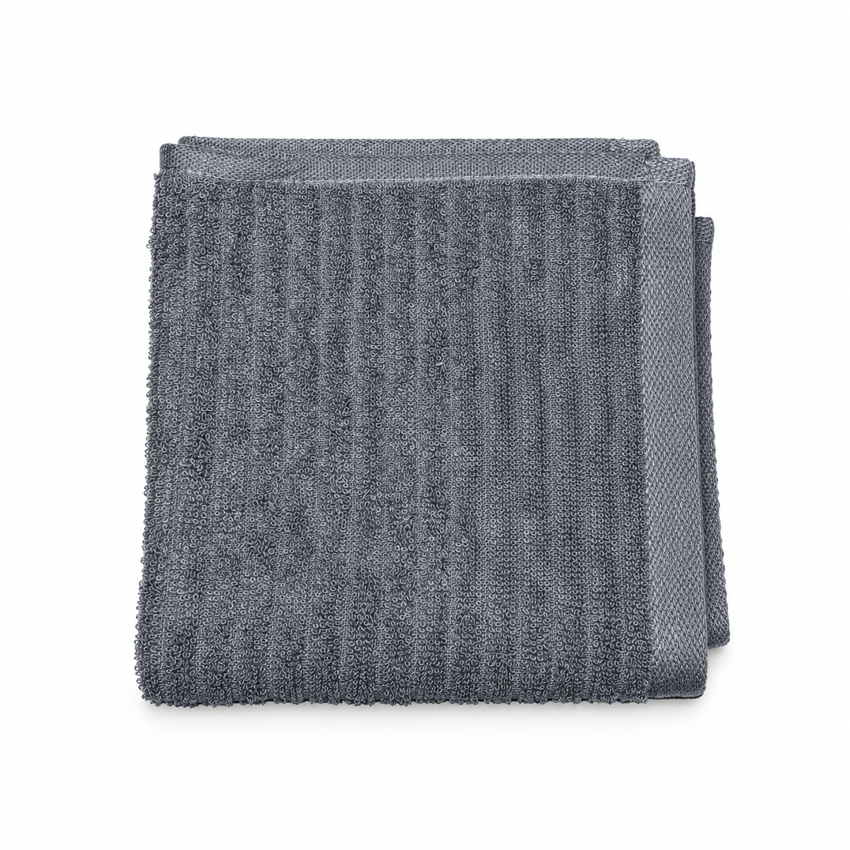 Two folded grey pure cotton face towels