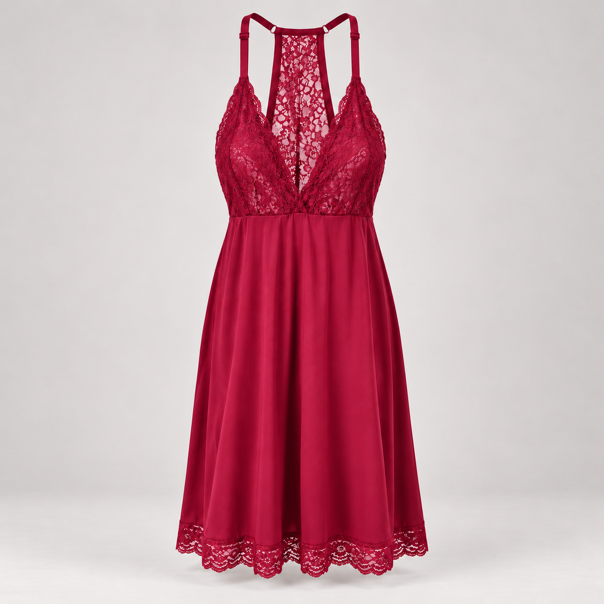 Burgundy lace babydoll invisible mannequin