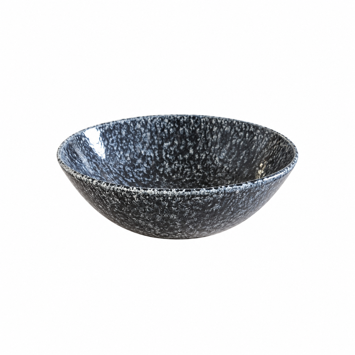 Large Black Speckled Serving Bowl