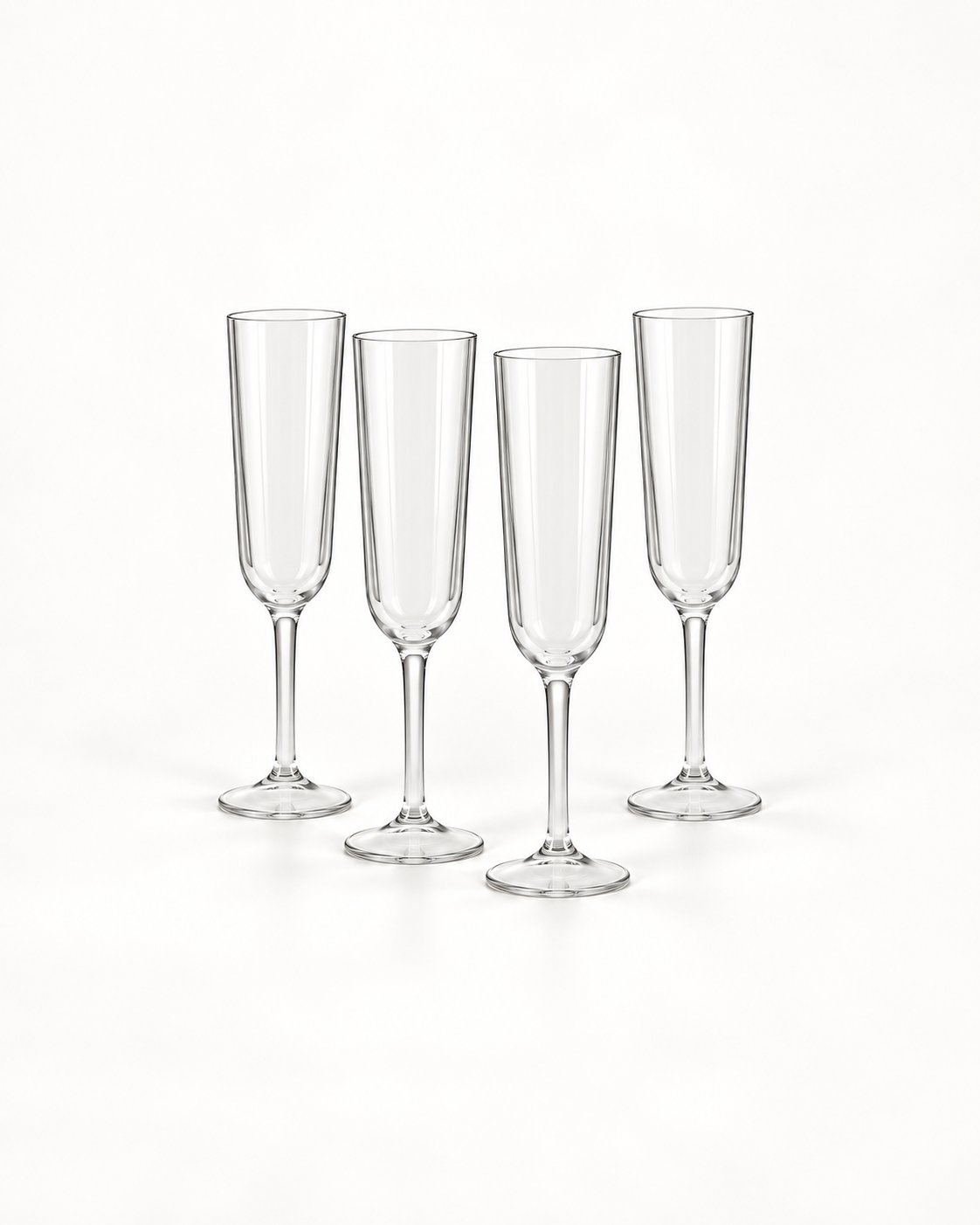 Set of 4 clear picnic wine glasses without packaging