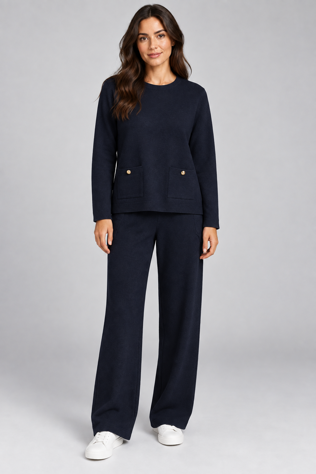 Pocket Detail Knitted Lounge Set – Navy