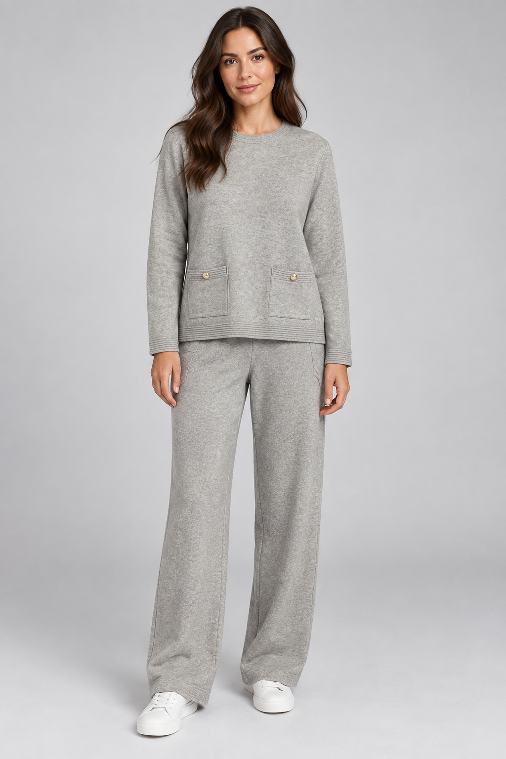 Pocket Detail Knitted Lounge Set – Oatmeal