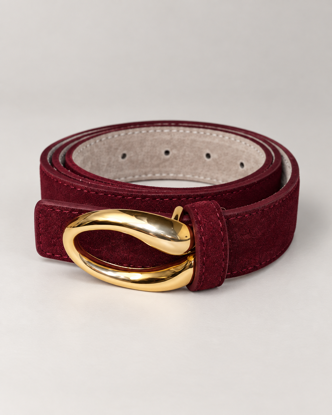 Sculpted Buckle Belt – Burgundy