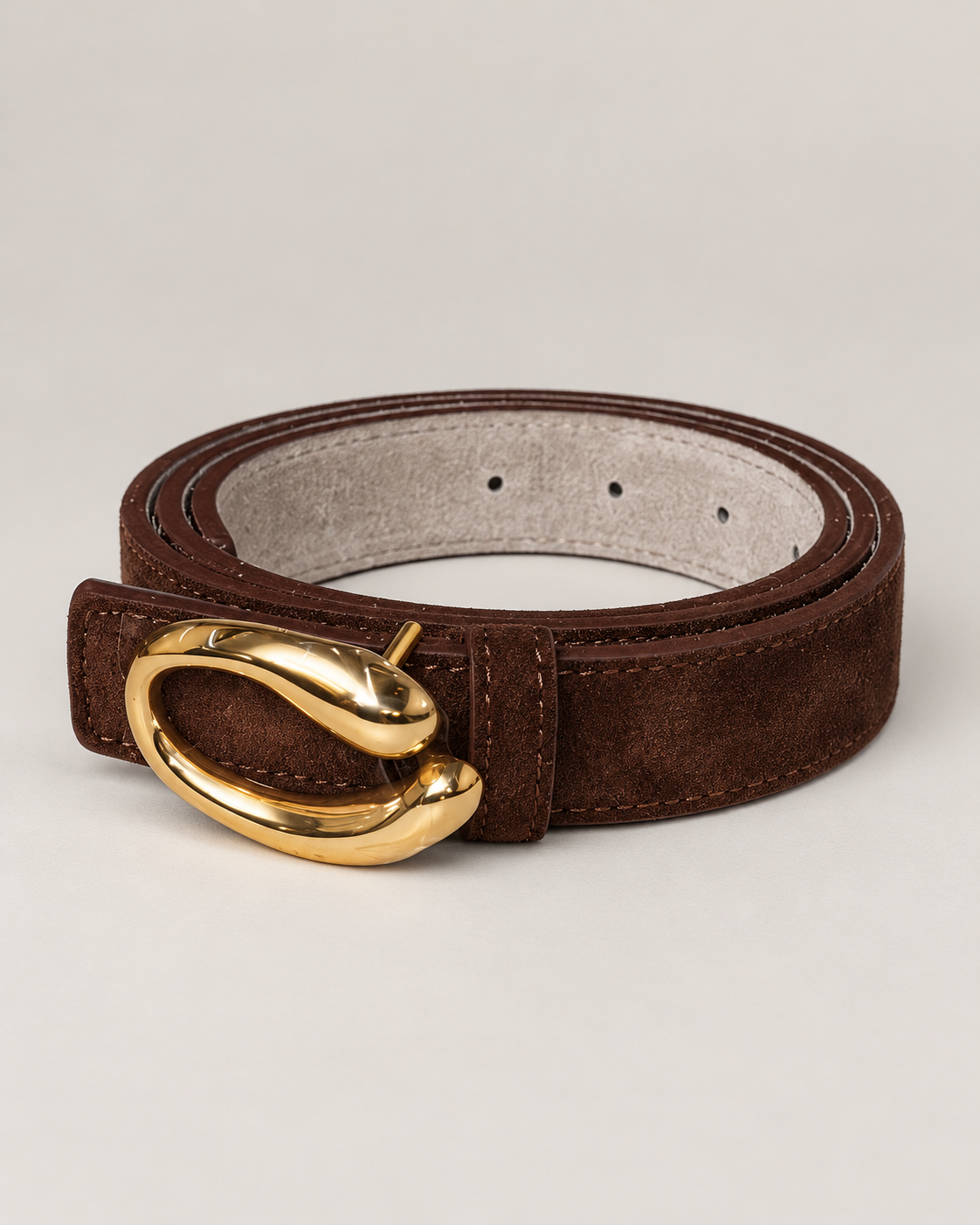 Sculpted Buckle Belt – Chocolate