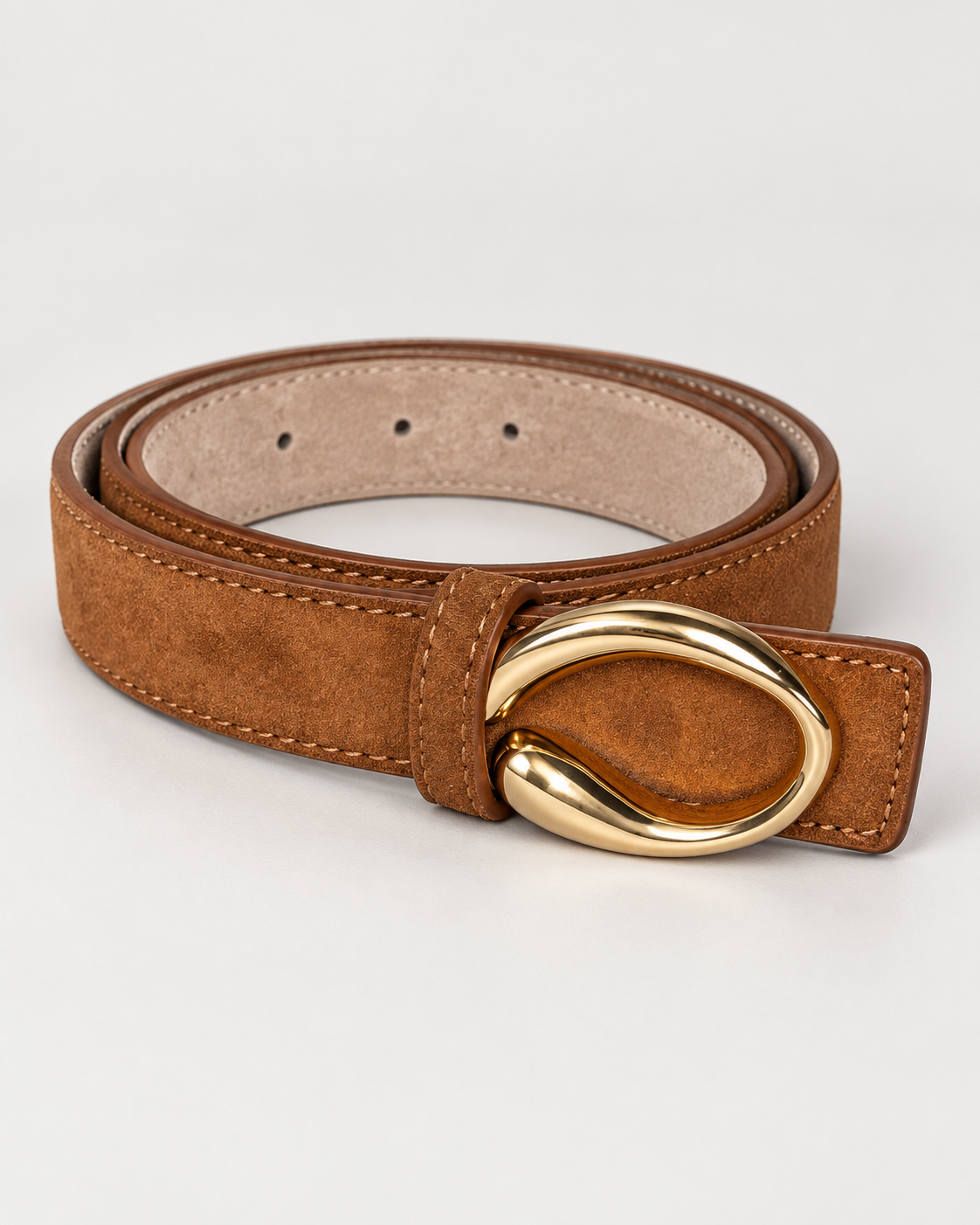 Sculpted Buckle Belt – Tan