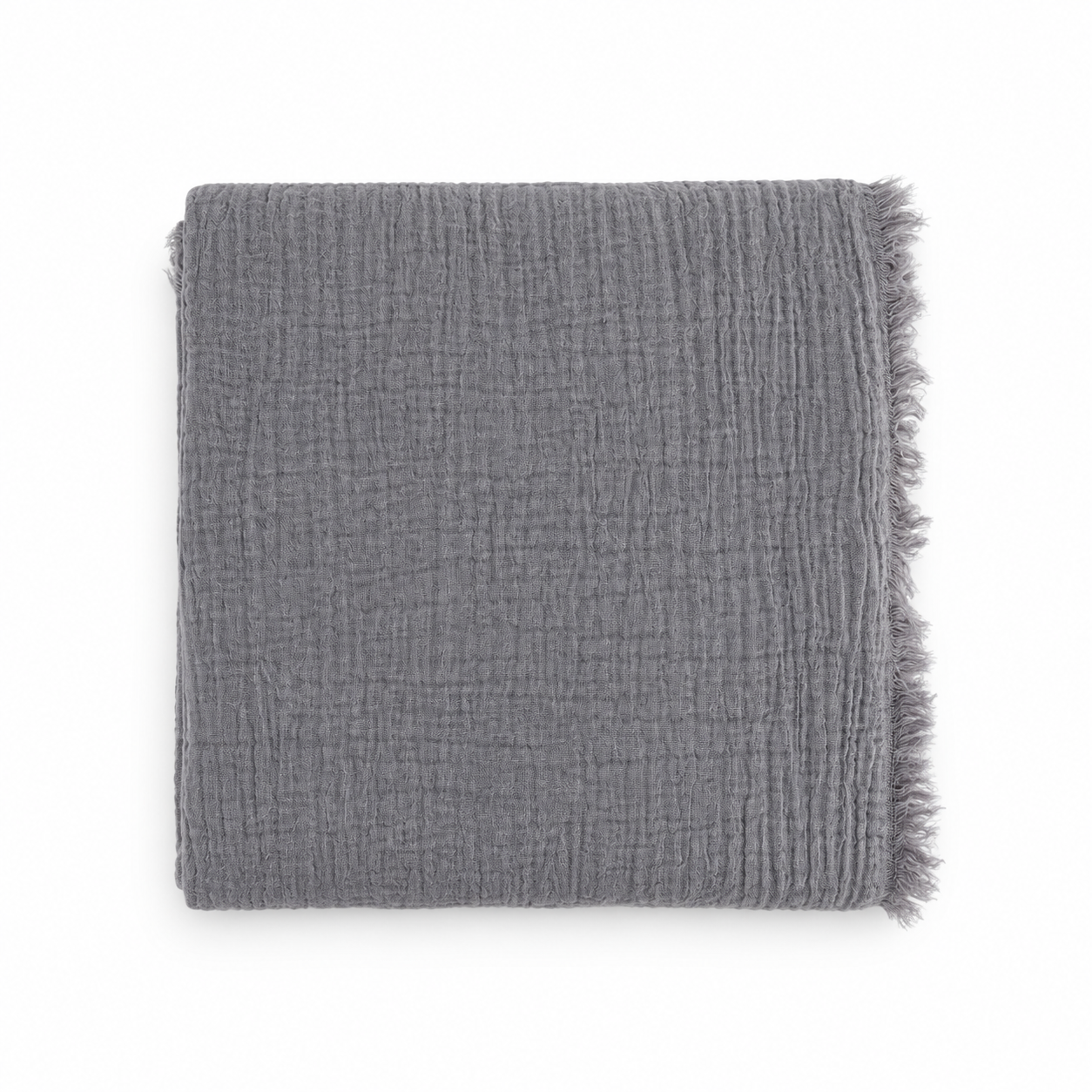 Textured Cotton Tablecloth - Grey - 6 Seater centred on a white background